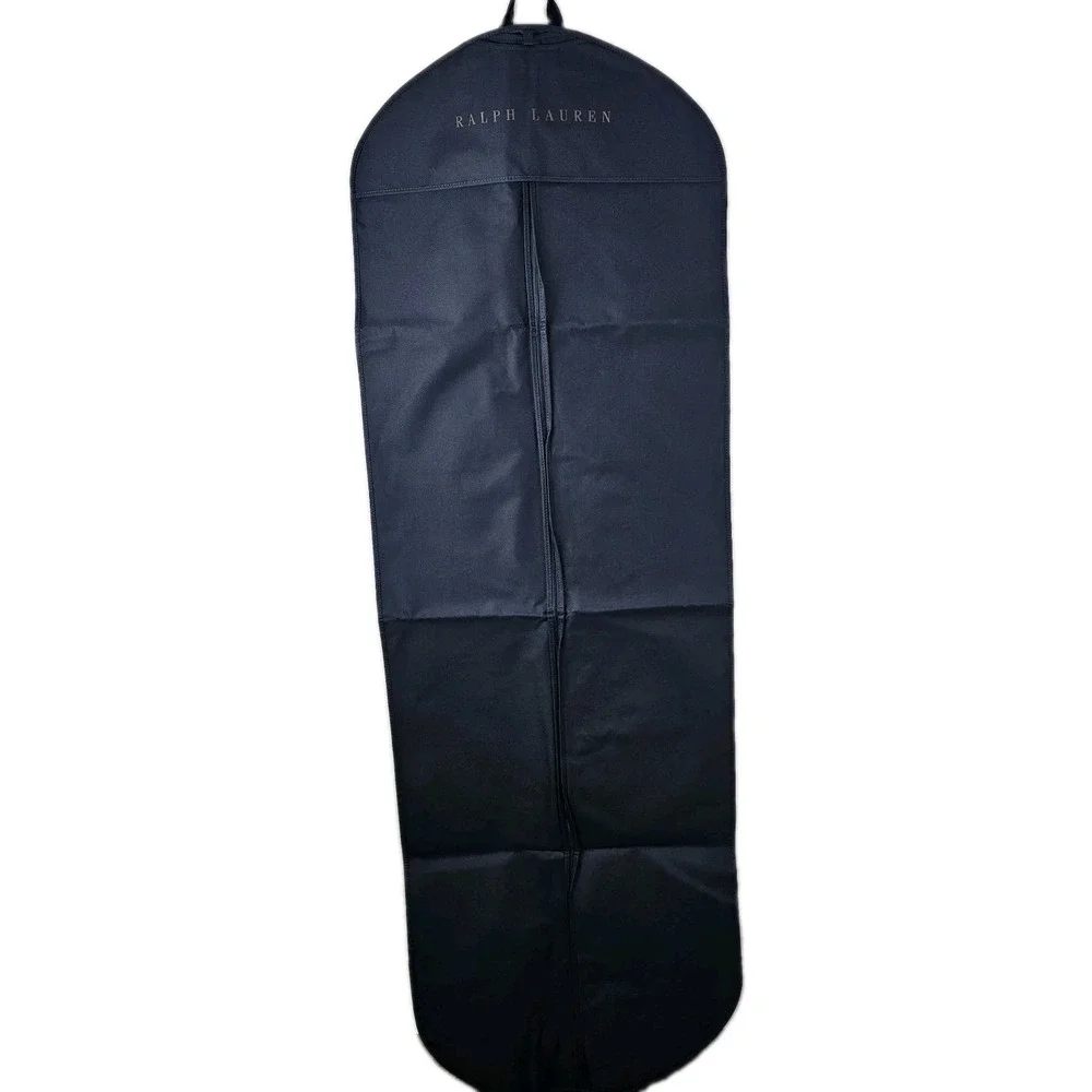 Ralph Lauren Long Navy Blue Travel Storage Garment Bag Gold Letters Quiet Luxury